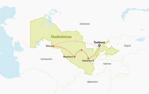 Map of Central Asian tour route
