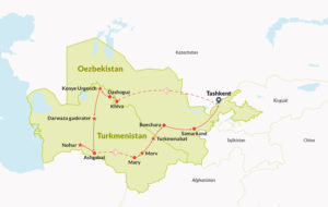 Map of Central Asian tour route